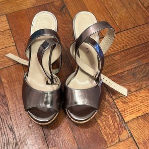 Jimmy Choo rose gold wedges worn once in immaculate condition